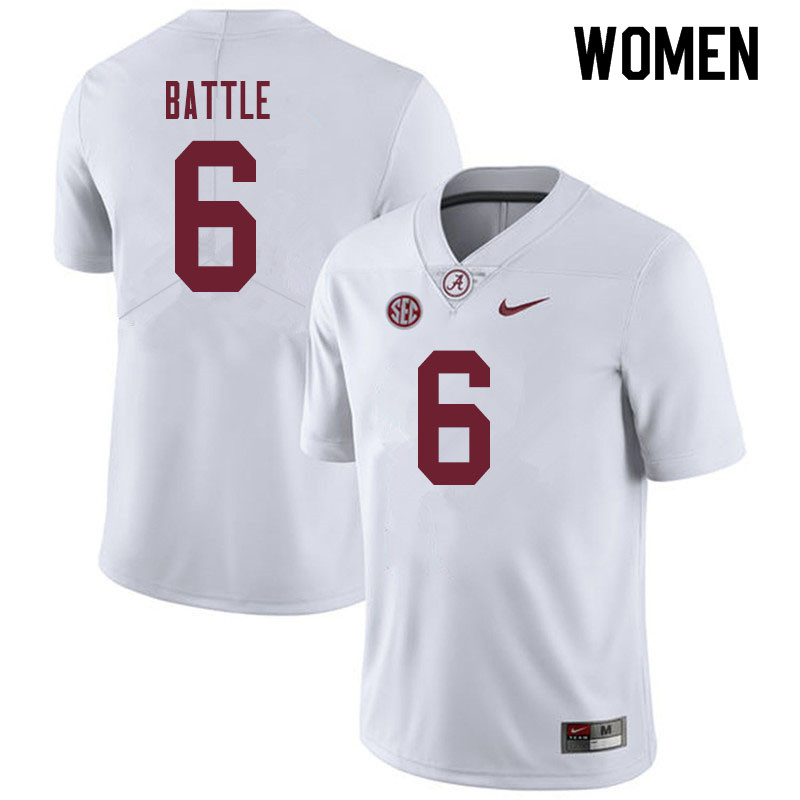 Alabama Crimson Tide Women's Jordan Battle #6 White NCAA Nike Authentic Stitched 2019 College Football Jersey BZ16J10FX